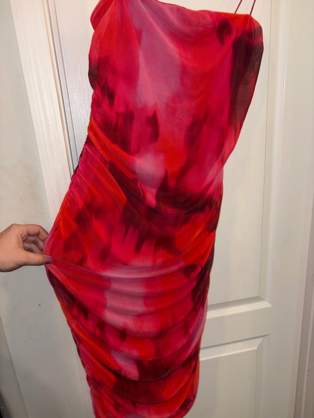 MADRAG Red & Pink Watercolor Slip Dress